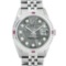 Rolex Mens SS Meteorite Diamond & Ruby Channel Set Oyster Perpetual Datejust Wri