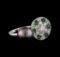 1.37 ctw Diamond, Tsavorite and Pearl Ring - 14KT White Gold