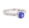 1.00 ctw Sapphire and Diamond Ring - 18KT White Gold