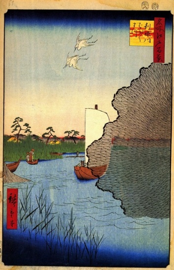 Hiroshige   -Scattered Pines, Tone River