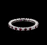 0.90 ctw Ruby and Diamond  Ring - 14KT White Gold