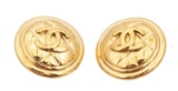 Chanel Gold CC Disc Earrings