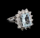 14KT White Gold 3.96 ctw Aquamarine and Diamond Ring