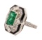 6.46 ctw Emerald and Diamond Ring - 18KT White Gold