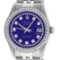 Rolex Mens Stainless Steel Blue String Diamond 36MM Oyster Perpetual Datejust Wr