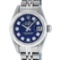 Rolex Ladies Stainless Steel Blue Diamond Quickset Oyster Perpetual Datejust 26m