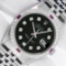 Rolex Mens Stainless Steel Black Diamond & Ruby 36MM Datejust Wristwatch Oyster