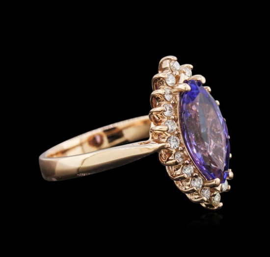 2.50 ctw Tanzanite and Diamond Ring - 14KT Rose Gold