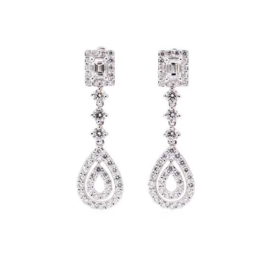 3.70 ctw Diamond Earrings - 14KT White Gold