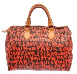 Louis Vuitton Red Graffiti Speedy 30cm Satchel Bag