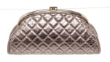 Chanel Silver Patent Timeless Clutch
