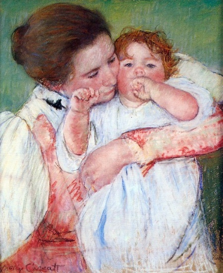 Mary Cassatt - Young Mothers Embrace