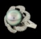 Pearl and Diamond Ring - 14KT White Gold