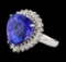 GIA Cert 13.48 ctw Tanzanite and Diamond Ring - 14KT White Gold