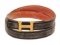Hermes Black Brown Vintage Skinny Leather H Belt