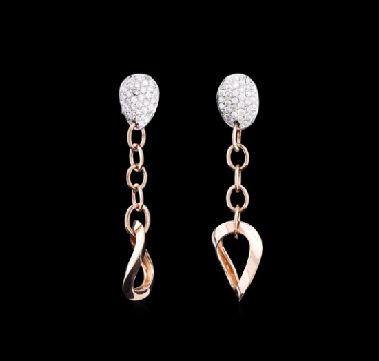 0.34 ctw Diamond Earrings - 14KT Two-Tone Gold