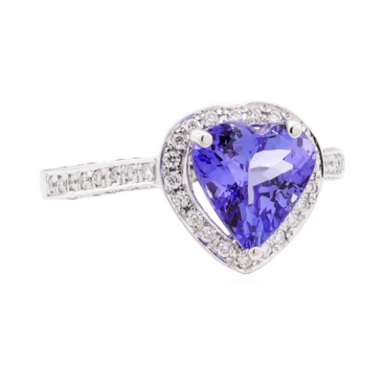 2.61 ctw Tanzanite and Diamond Ring - 14KT White Gold