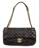 Chanel Black Leather Single Flap Shoulder Handbag