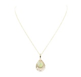 5.59 ctw Opal and Diamond Pendant - 14KT Yellow Gold