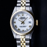 Rolex Ladies 2 Tone Yellow Gold & Stainless Steel White Roman 26MM Datejust