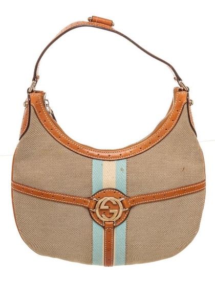 Gucci Brown Canvas Hobo Bag