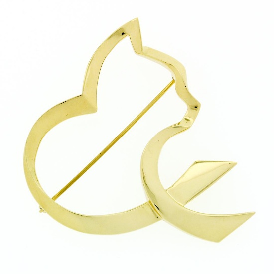 Tiffany & Co. Paloma Picasso Graffiti 18k Yellow Gold Open Cat Ribbon Brooch Pin