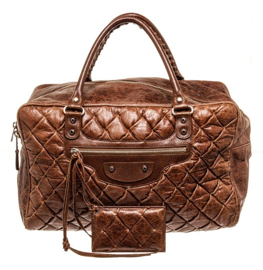 Balenciaga Brown Quilted Leather Motorcycle Shoulder Bag