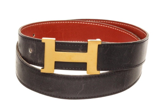Hermes Black Leather Constance Belt