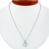 14k White Gold 0.96 ctw Round Diamond Petite Flower Cluster 18