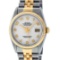 Rolex Mens Quickset Sapphire 18K Yellow Gold And Stainless Steel Stainless Cream