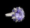 14KT White Gold 5.88 ctw Tanzanite, Sapphire and Diamond Ring