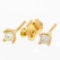 New 14K Yellow Gold Princess Cut Solitaire Stud Earrings