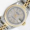 Rolex Ladies 2T Factory Silver Tapestry Dial Datejust Wristwatch