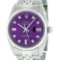 Rolex Mens Stainless Purple Diamond 36MM Datejust Oyster Perpetual Wristwatch