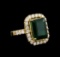 14KT Yellow Gold 6.96 ctw Emerald and Diamond Ring