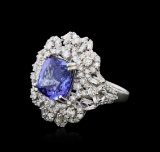 14KT White Gold 4.55 ctw Tanzanite and Diamond Ring