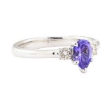 0.79 ctw Tanzanite and Diamond Ring - 14KT White Gold