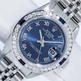 Rolex 26 Ladies Stainless Steel Factory Blue Roman Datejust Wit Rolex Box