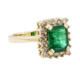 2.90 ctw Emerald and Diamond Ring - 14KT Yellow Gold