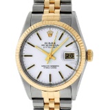 Rolex Mens 2 Tone Silver Index 36MM Datejust Wristwatch