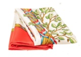 Hermes Red Multicolor Silk Scarf