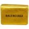 Balenciaga Gold Leather Logo Trifold Wallet
