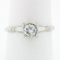 Vintage Solid 14k White Gold .46 ctw Prong Round Diamond Solitaire Engagement Ri