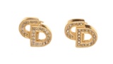 Christian Dior Gold Logo Earrings