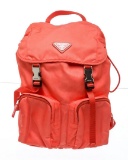 Prada Coral Nylon Buckle Backpack