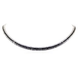 23.86 ctw Sapphire and Diamond Necklace - 14KT White Gold