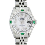 Rolex Ladies Stainless Steel Mother Of Pearl Diamond 26MM Datejust Wristwatch