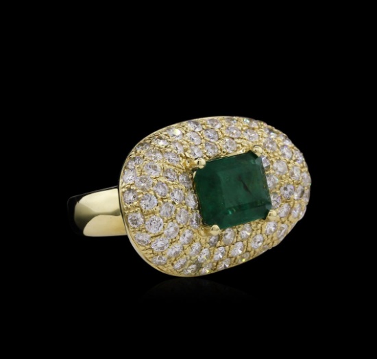 14KT Yellow Gold 3.08 ctw Emerald and Diamond Ring