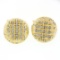 Vintage Men's Solid 18k Yellow & White Gold Round Basket Weave Cufflinks Links