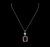 15.80 ctw Ametrine and Diamond Pendant - 14KT White Gold